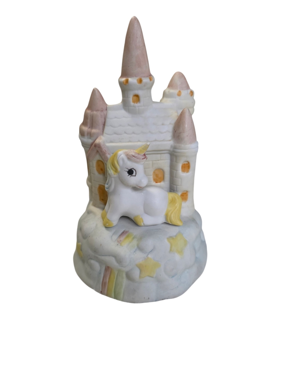 Vintage Artmark White & Pastel Unicorn Castle Music Box